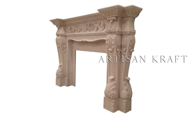 Corbel Leaf Sandstone Fireplace Stock