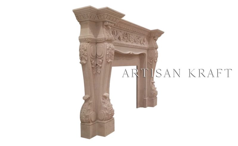 Corbel Leaf Sandstone Fireplace Stock