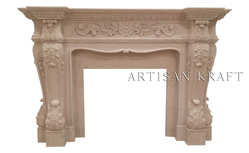 Corbel Leaf Sandstone Fireplace Stock