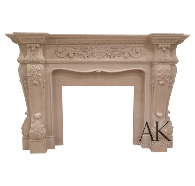 Corbel Leaf Sandstone Fireplace Stock