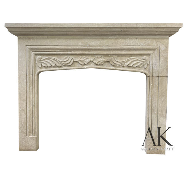 English Tudor II Sandstone Fireplace Stock