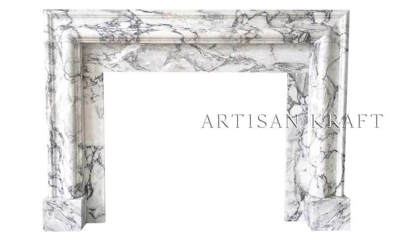 Modern Bolection Carrara Marble Fireplace Stock