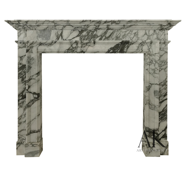 Traditional Arabescato Marble Fireplace Stock