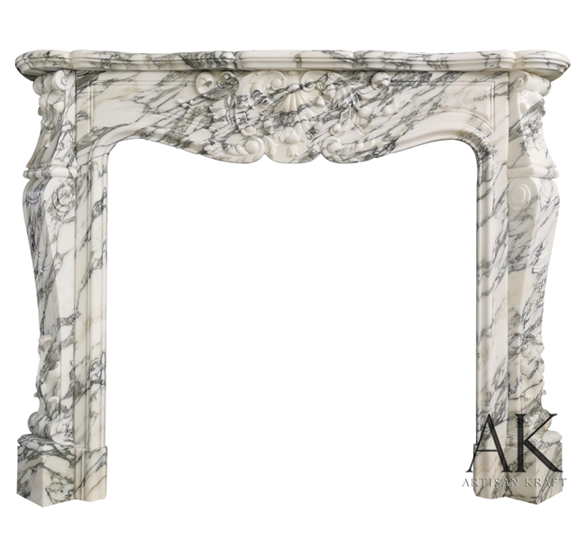 Versailles Arabescato Marble Fireplace Stock