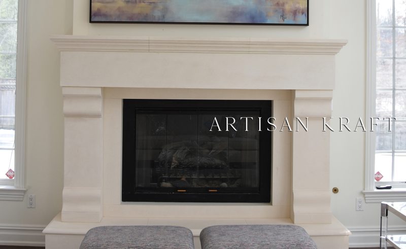 Winnetka Limestone Fireplace Stock