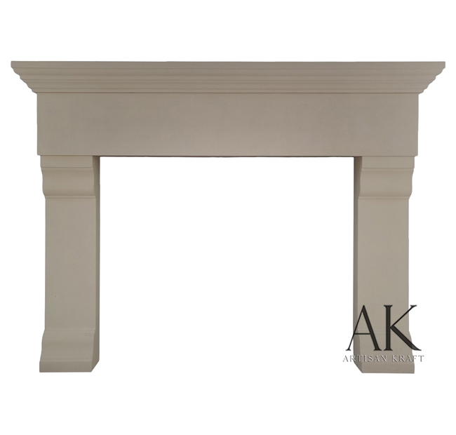 Winnetka Limestone Fireplace Stock