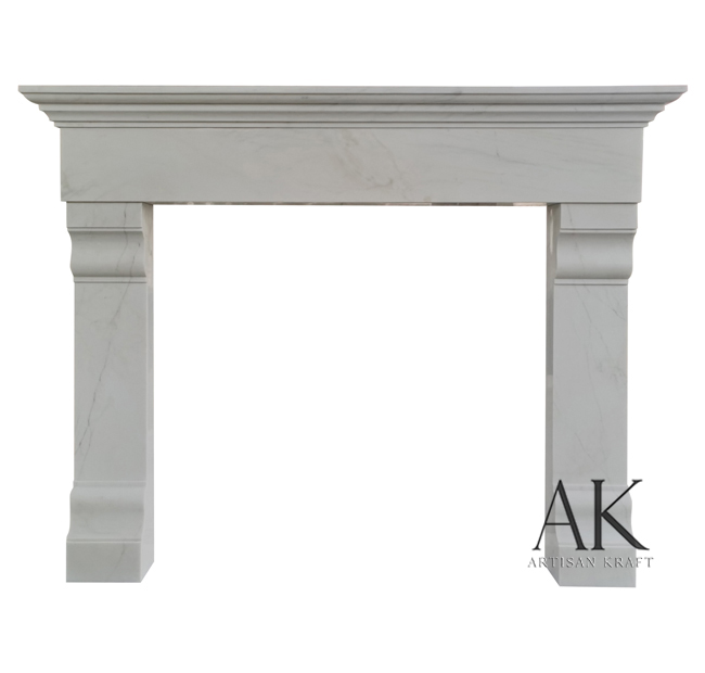 Winnetka White Marble Fireplace Stock