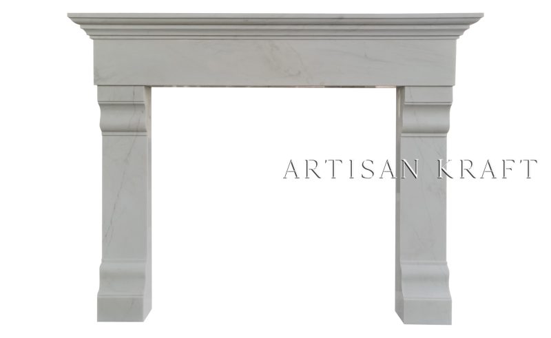 Winnetka White Marble Fireplace Stock