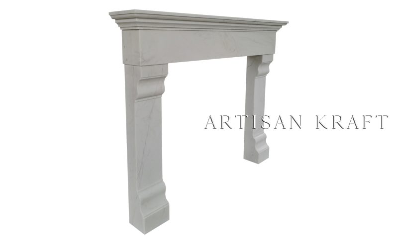 Winnetka White Marble Fireplace Stock