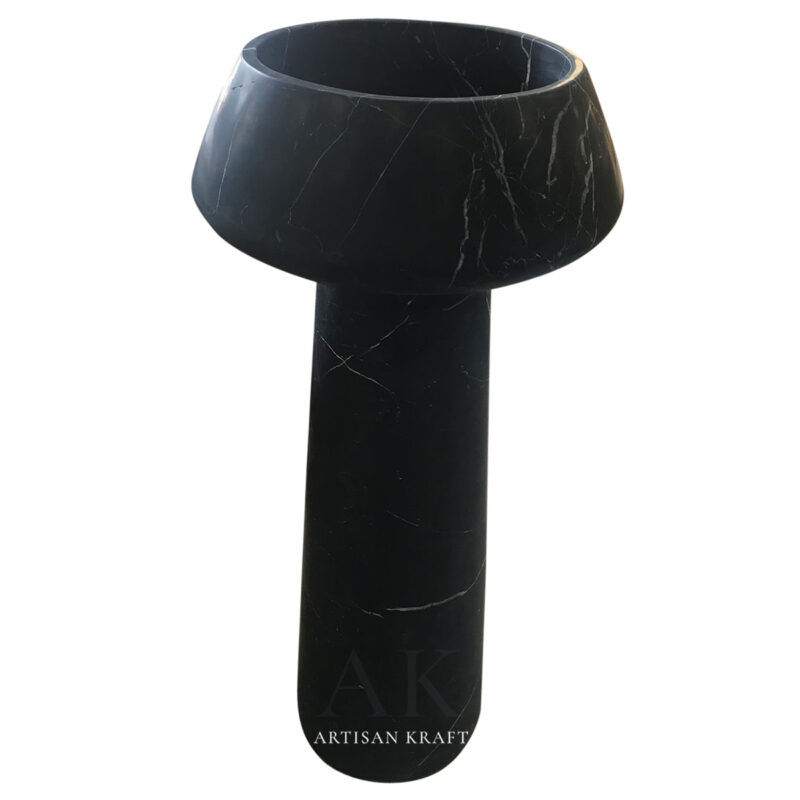 Nero Marquina Round Pedestal Sink