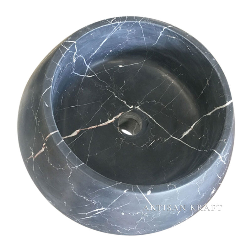 Nero Marquina Round Pedestal Sink