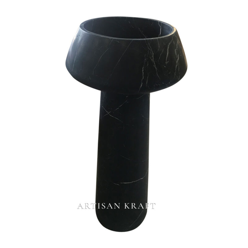 Nero Marquina Round Pedestal Sink