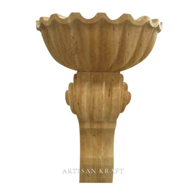 Travertine Scalloped Pedestal Sink