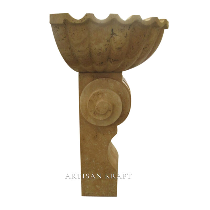 Travertine Scalloped Pedestal Sink