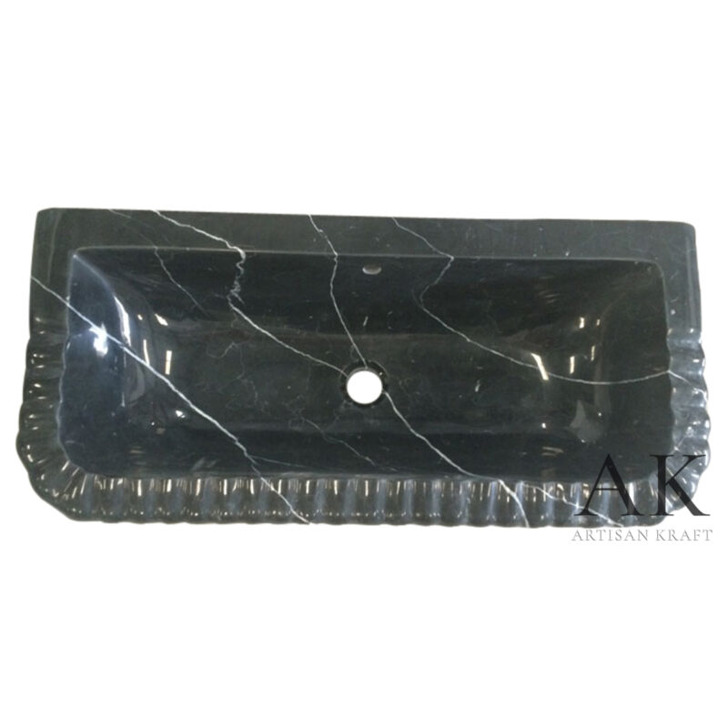 Nero Marquina Solid Marble Molded Basin