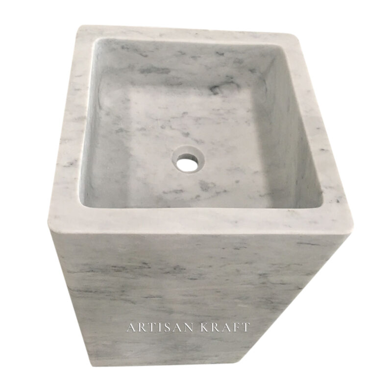 Carrara Modern Square Pedestal Sink