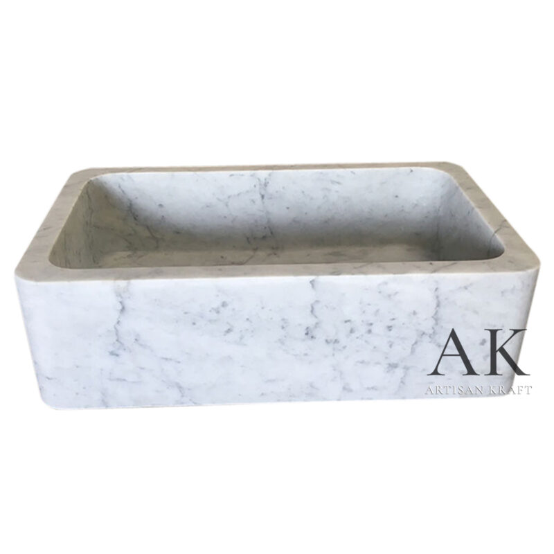 Carrara White Marble Farmhouse Sink