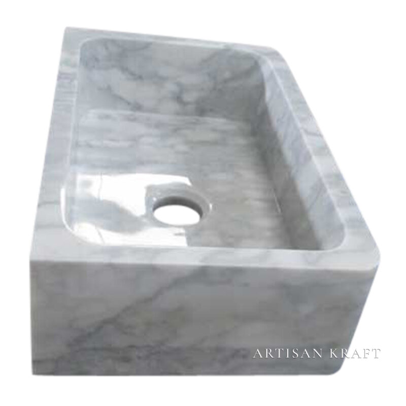 Carrara White Marble Farmhouse Sink