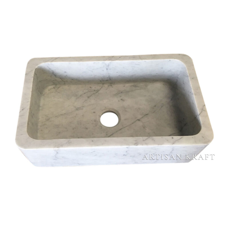 Carrara White Marble Farmhouse Sink