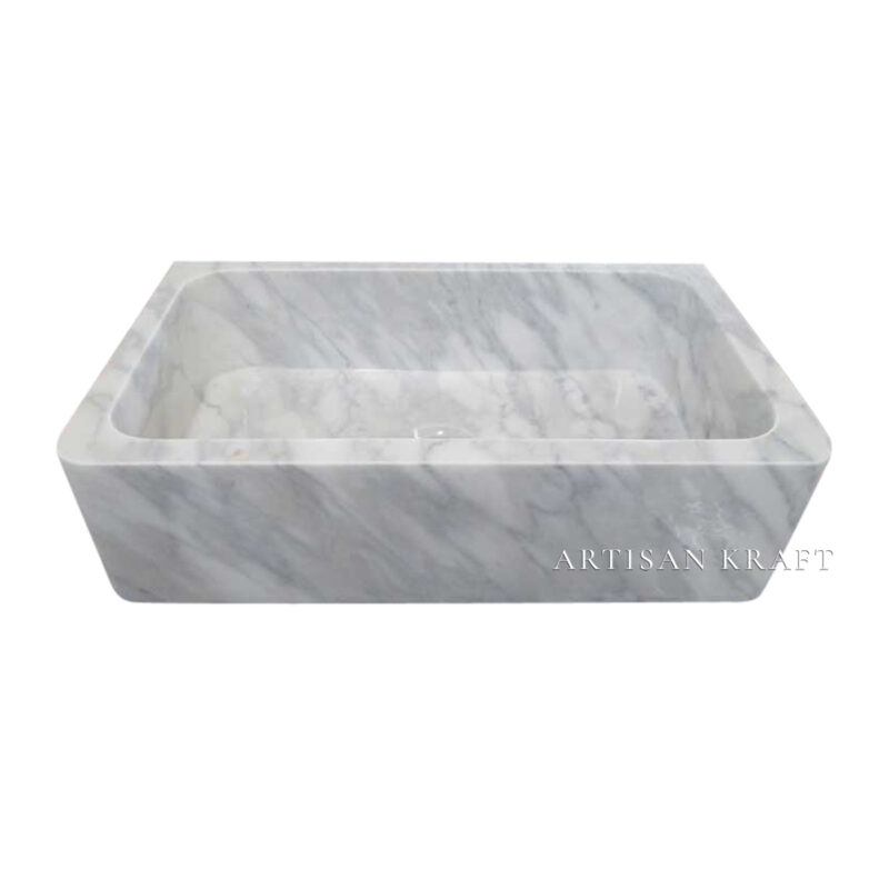 Carrara White Marble Farmhouse Sink