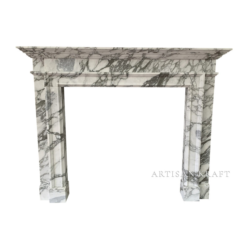 Traditional Arabescato Marble Fireplace Stock