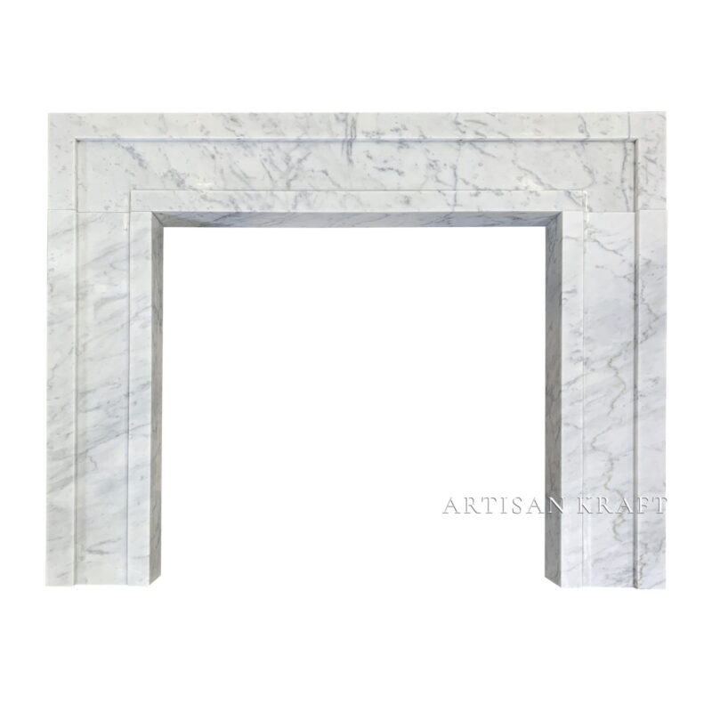 Modern Contemporary Carrara Marble Fireplace Stock