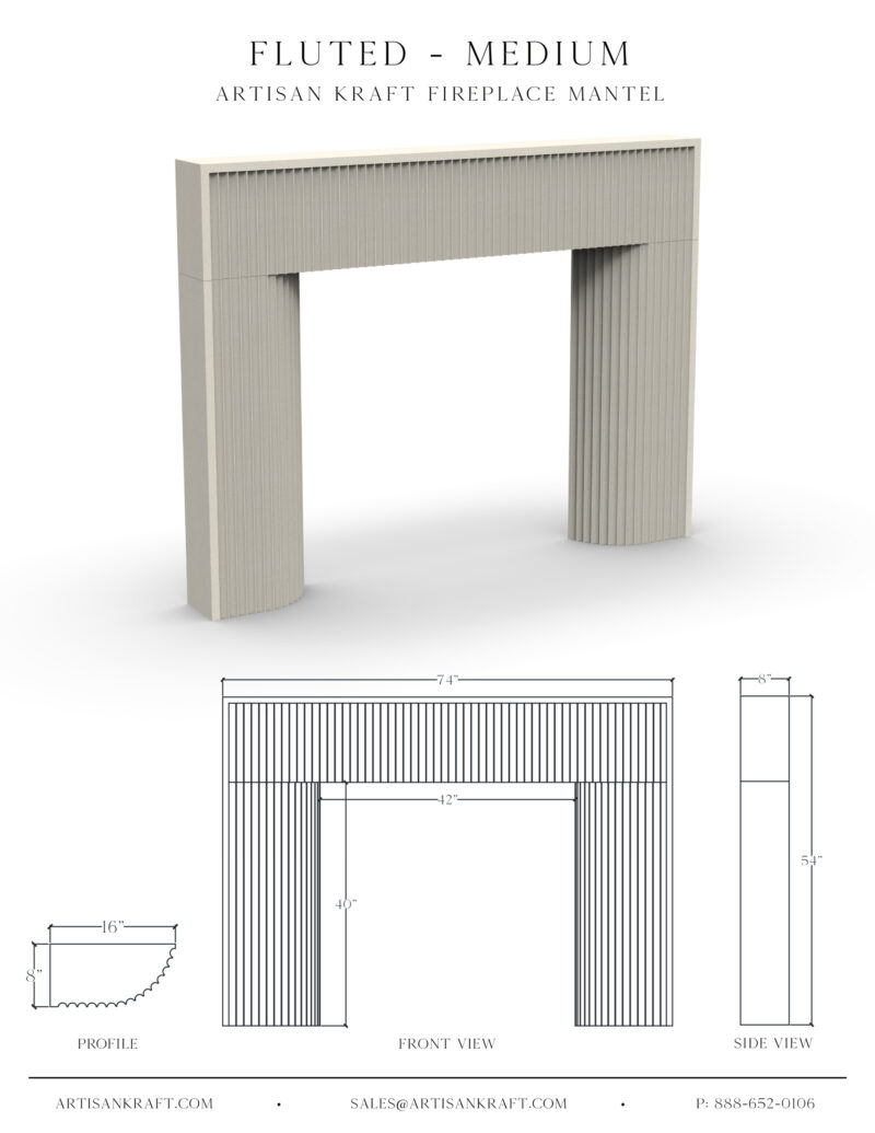 Fluted Cast Stone Mantel