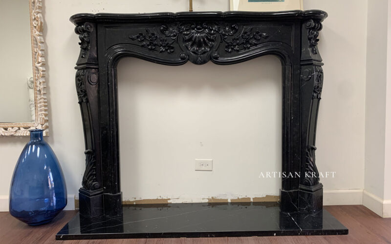 St Louis Black Marble Fireplace Stock