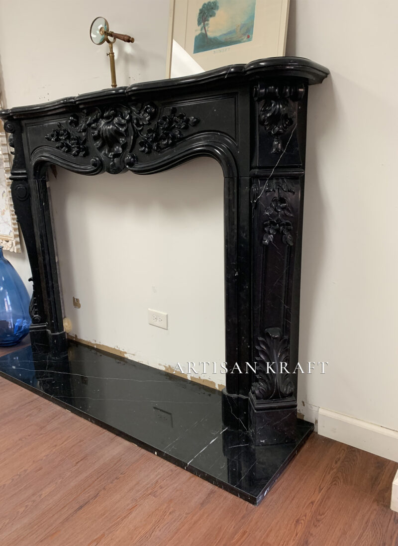 St Louis Black Marble Fireplace Stock