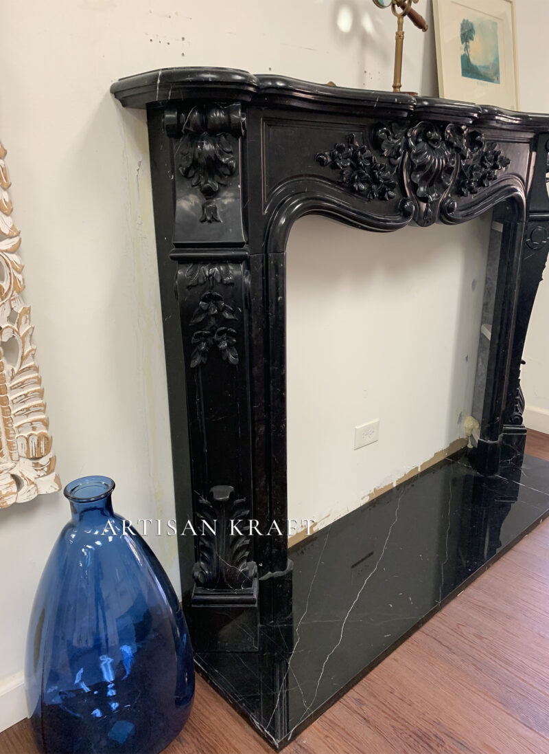 St Louis Black Marble Fireplace Stock