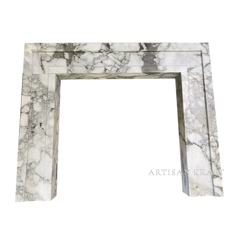 Modern Contemporary Arabescato Marble Fireplace Stock