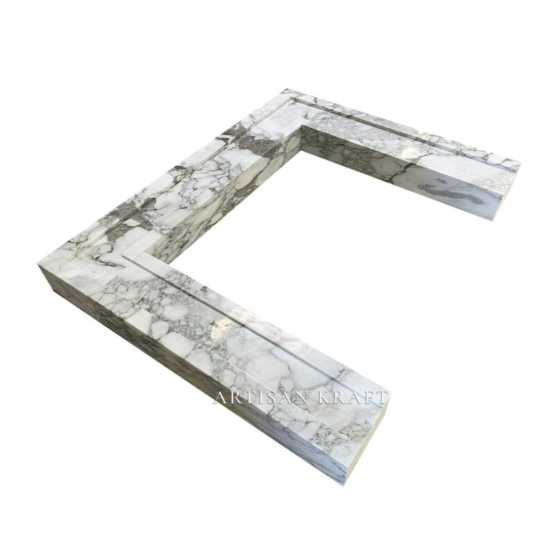 Modern Contemporary Arabescato Marble Fireplace Stock