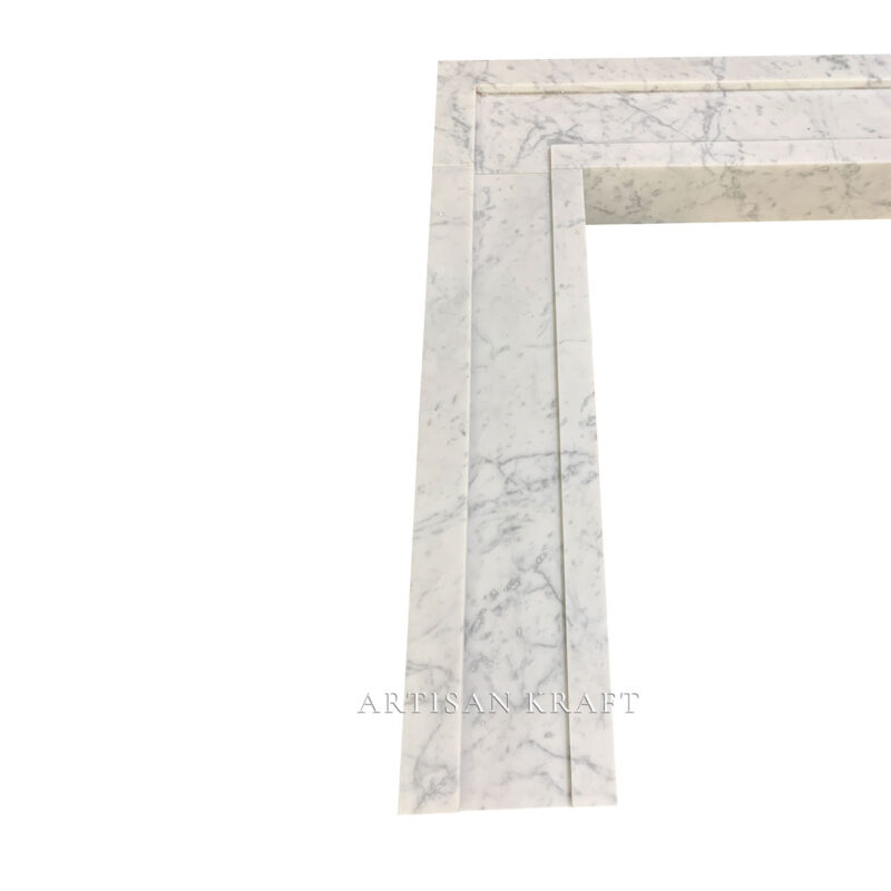 Modern Contemporary Carrara Marble Fireplace Stock