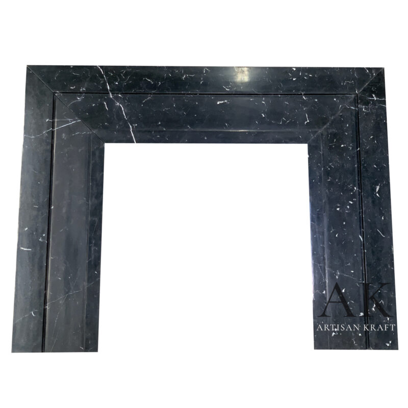 Modern Contemporary Black Marble Fireplace Stock