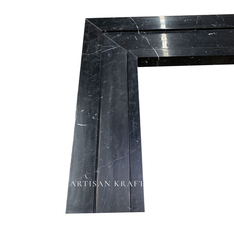 Modern Contemporary Black Marble Fireplace Stock