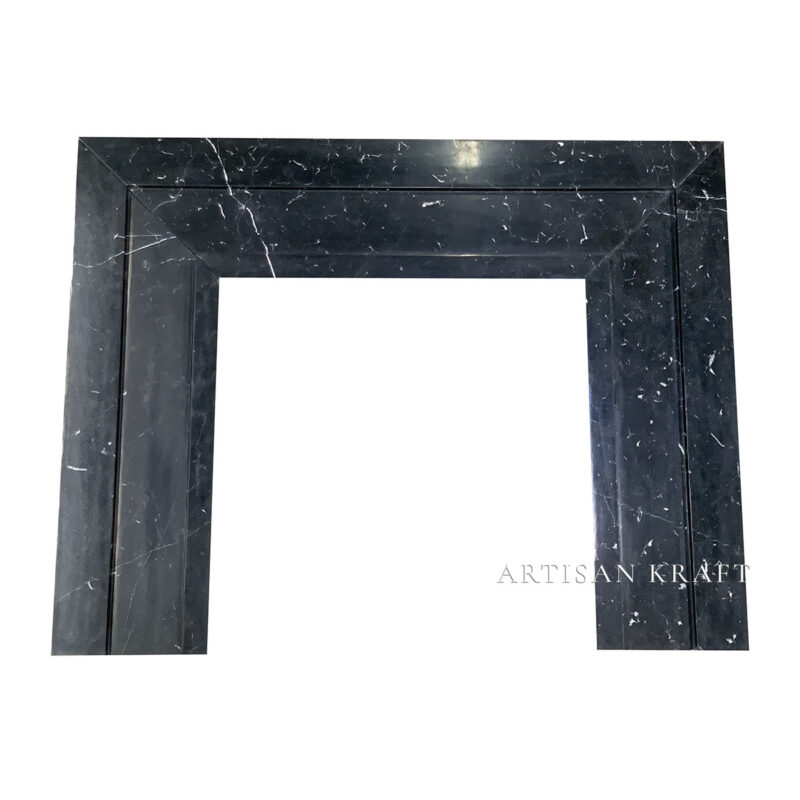 Modern Contemporary Black Marble Fireplace Stock