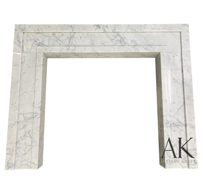 Modern Contemporary Carrara Marble Fireplace Stock