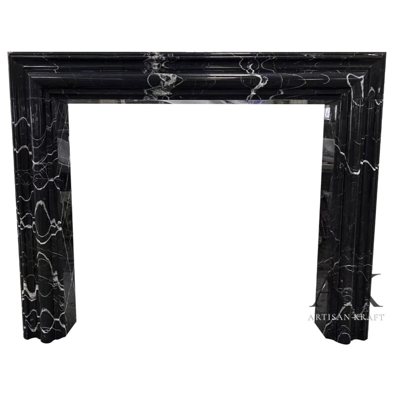 Modern Bolection Black Marble Fireplace Stock