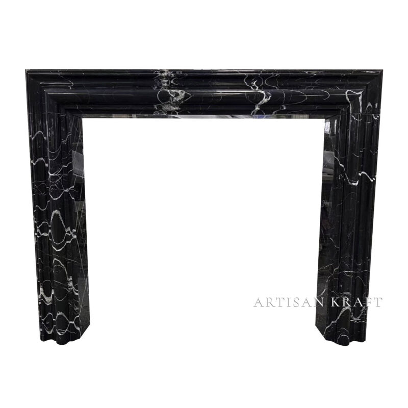 Modern Bolection Black Marble Fireplace Stock