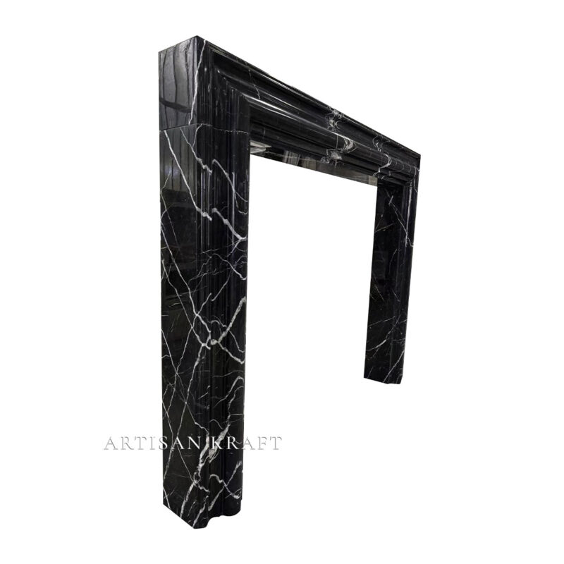 Modern Bolection Black Marble Fireplace Stock