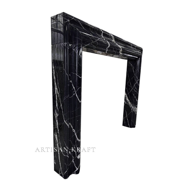 Modern Bolection Black Marble Fireplace Stock