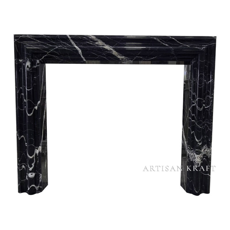 Modern Bolection Black Marble Fireplace Stock