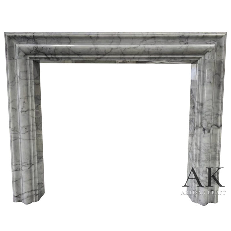 Modern Bolection Carrara Marble Fireplace Stock